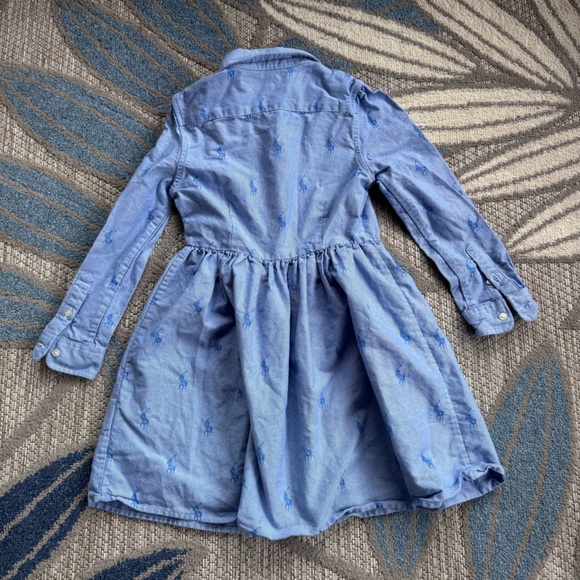 Polo Ralph Lauren Youth Girls Oxford Blue Embroidered Pony Shirt Dress Size 6 - Picture 2 of 7